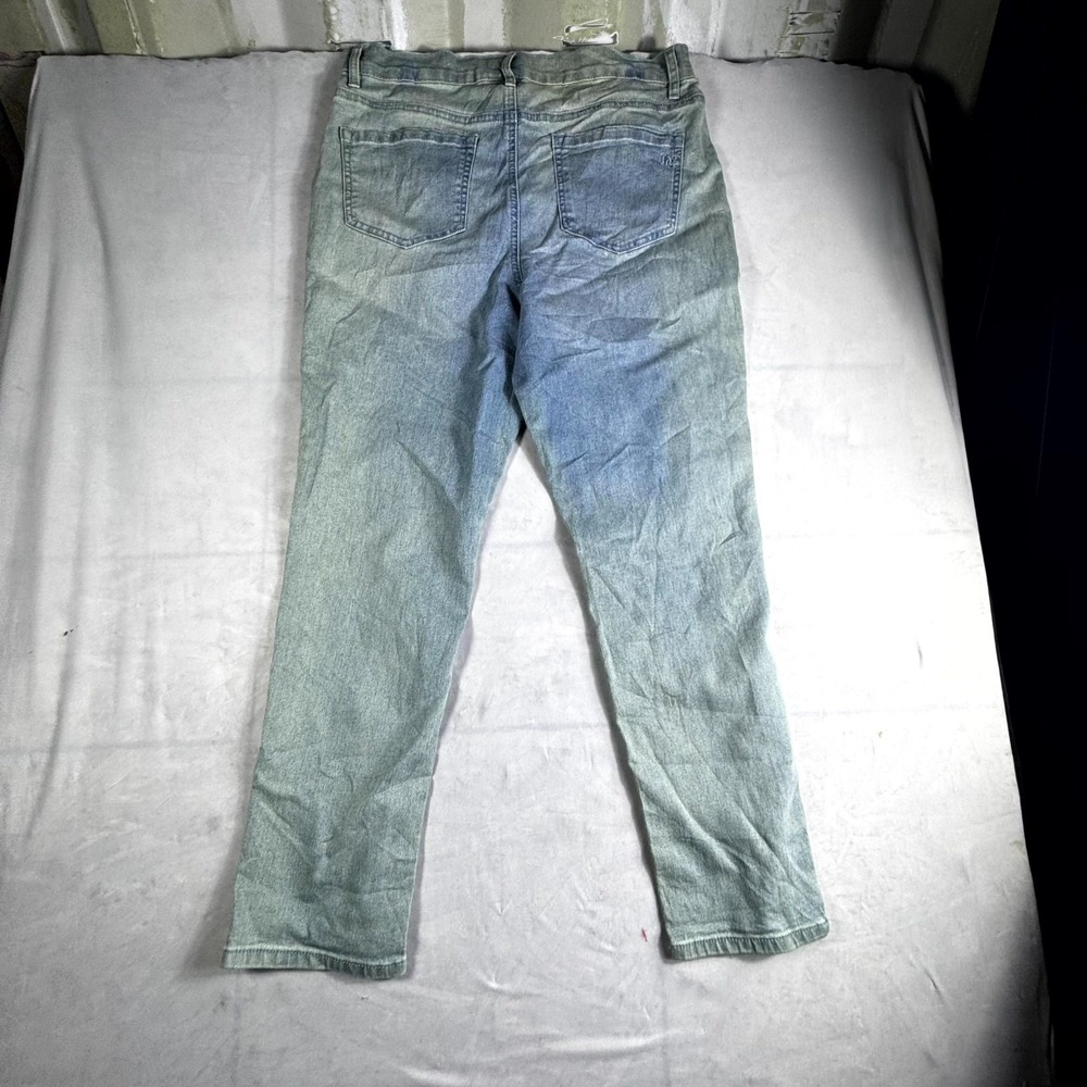 DG2 Diane Gilman Jeans Womens 10 Blue Denim Animal Patches Print Distressed
